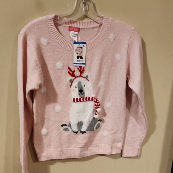 Pink Holiday Sweater with Polar Bear Design - Picture 1 of 3